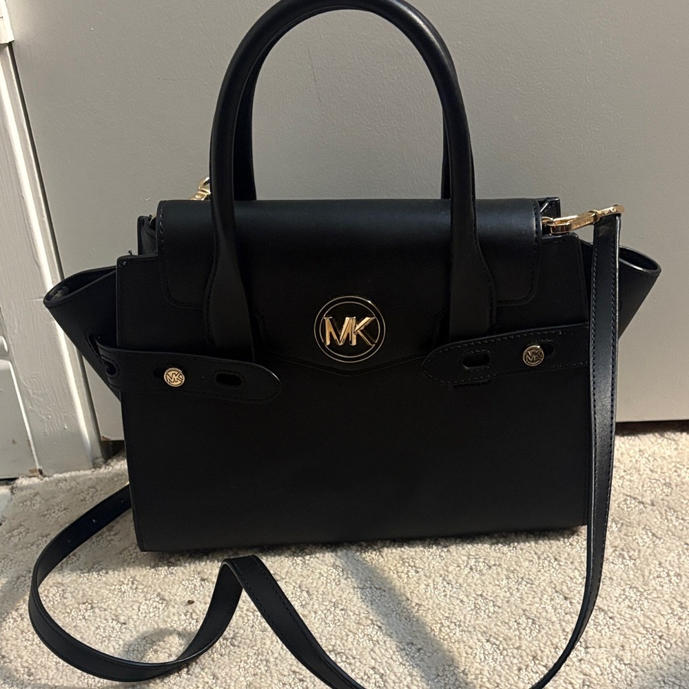 Michael Kors Black Satchel with Gold Accents